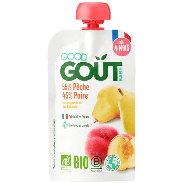 Good Goût - BIO - Fabriqué en France - Purée de Fruits - Compote pour bébés  - Pack de 10 gourdes de 120g - Banane - dès 4 Mois 1.0 unité : :  Epicerie