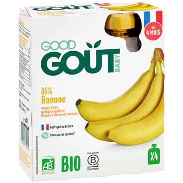 Compote fraise banane sans sucres ajoutés Bio dès 4 mois Good Gout -120g