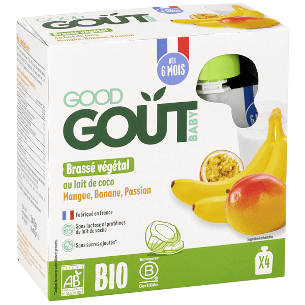 Gourdes Brassés végétaux Lait de Coco Mangue Banane Passion bio Bébé dès 6 mois - 1