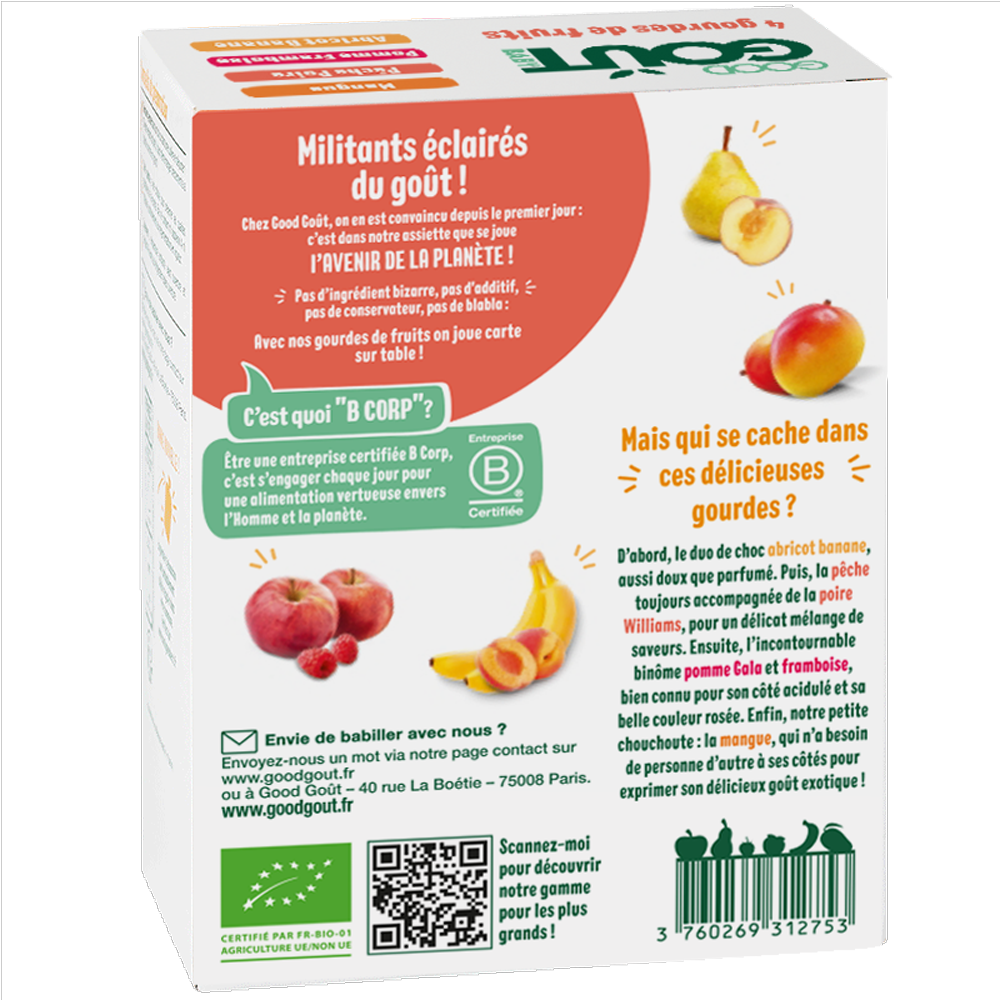 Good Goût - Gourde de fruit : mangue - 120 g - dès 4 mois - Sebio