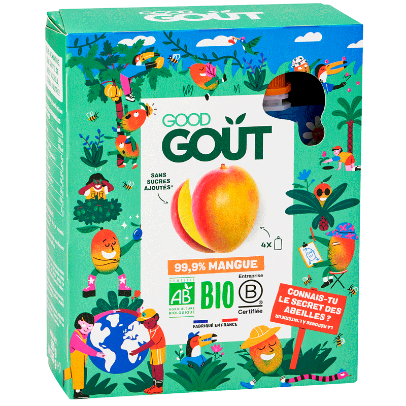 Gourdes Fruits Mangue bio - Compote Fruits Enfants dès 3 ans - Good Goût
